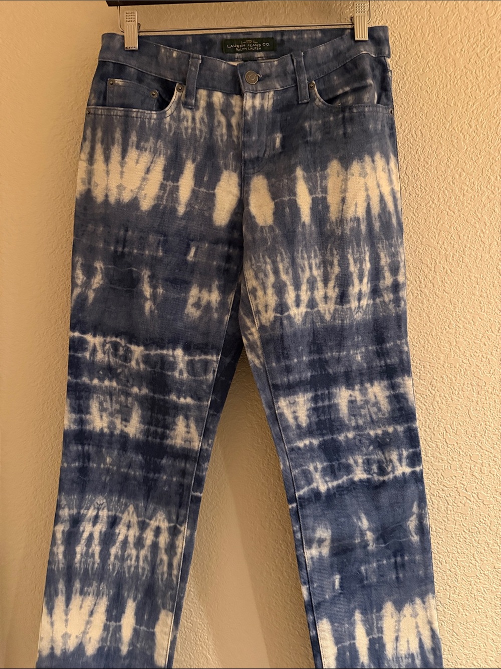 Lauren Ralph Lauren Blue and White Tie-Dye Ankle Jeans